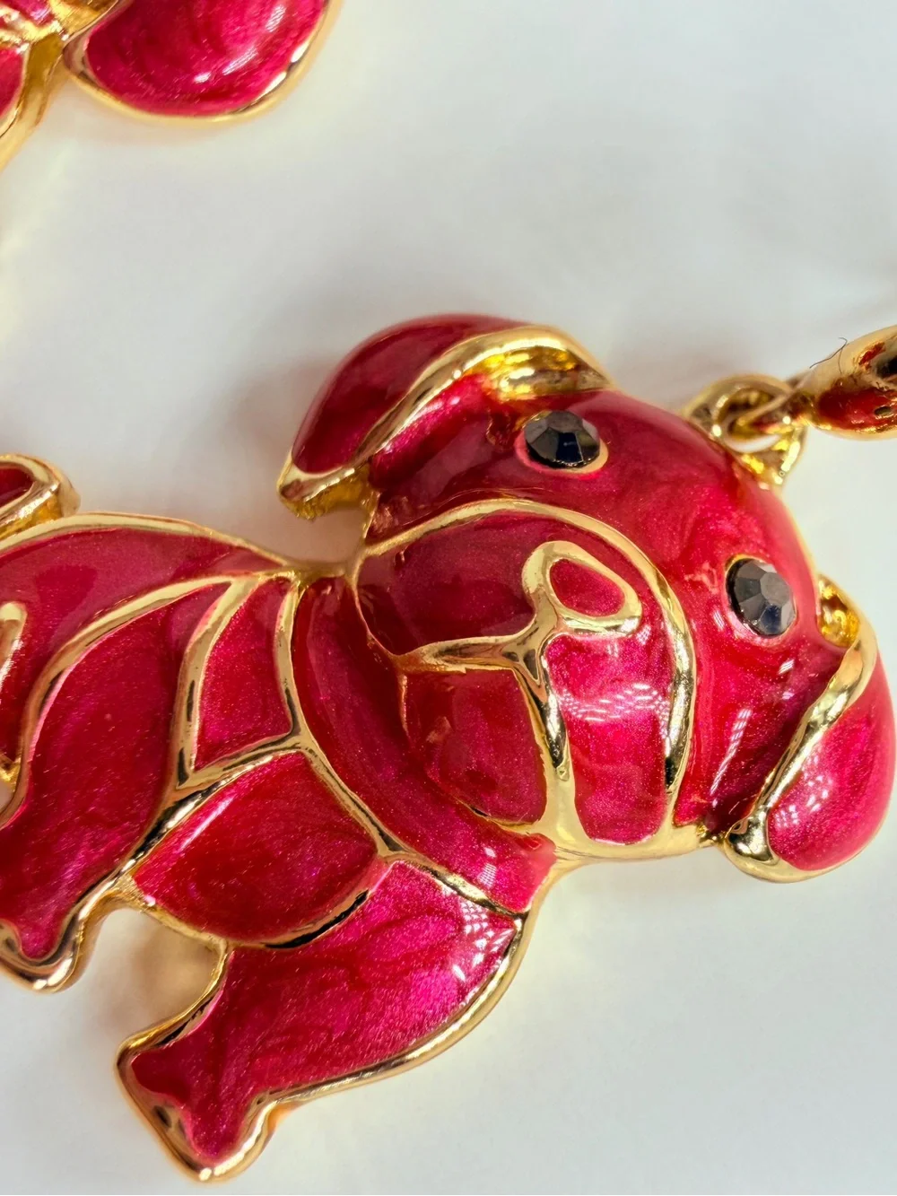Gold-Trim Red Puppy Dog Drop Earrings - Fashion Pet Jewelry